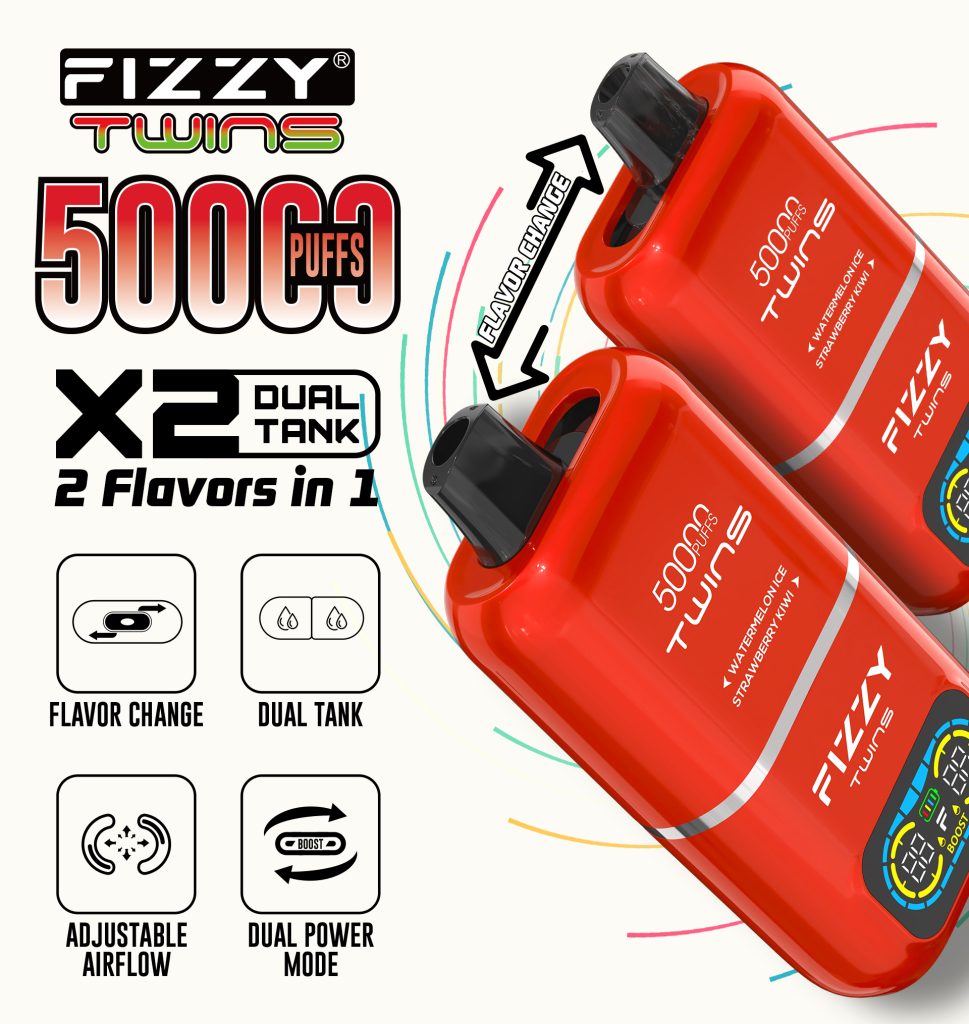 fizzy-vape.net Fizzy Twins Watermelon Ice & Lemon Lime – 50000 Puffs – 10pcs