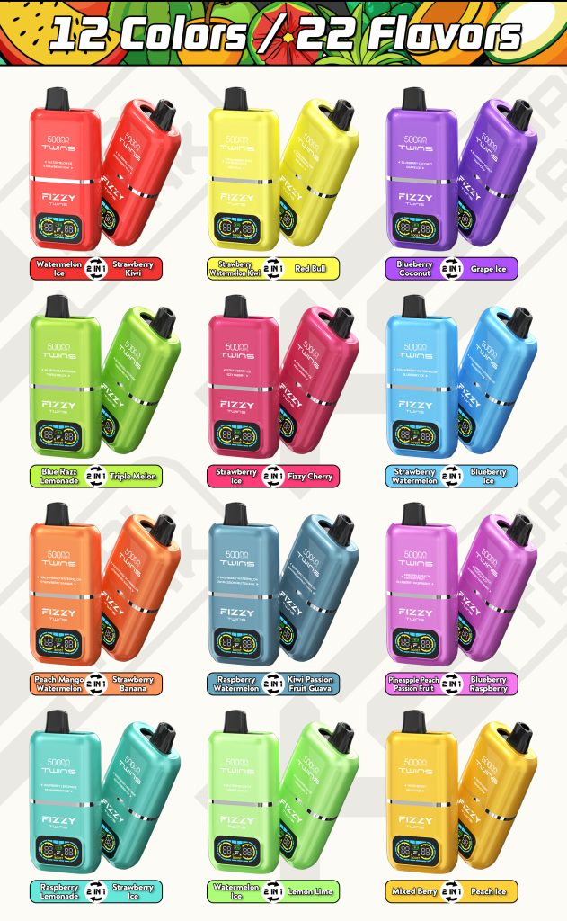 fizzy-vape.net Fizzy Twins Watermelon Ice & Lemon Lime – 50000 Puffs – 10pcs