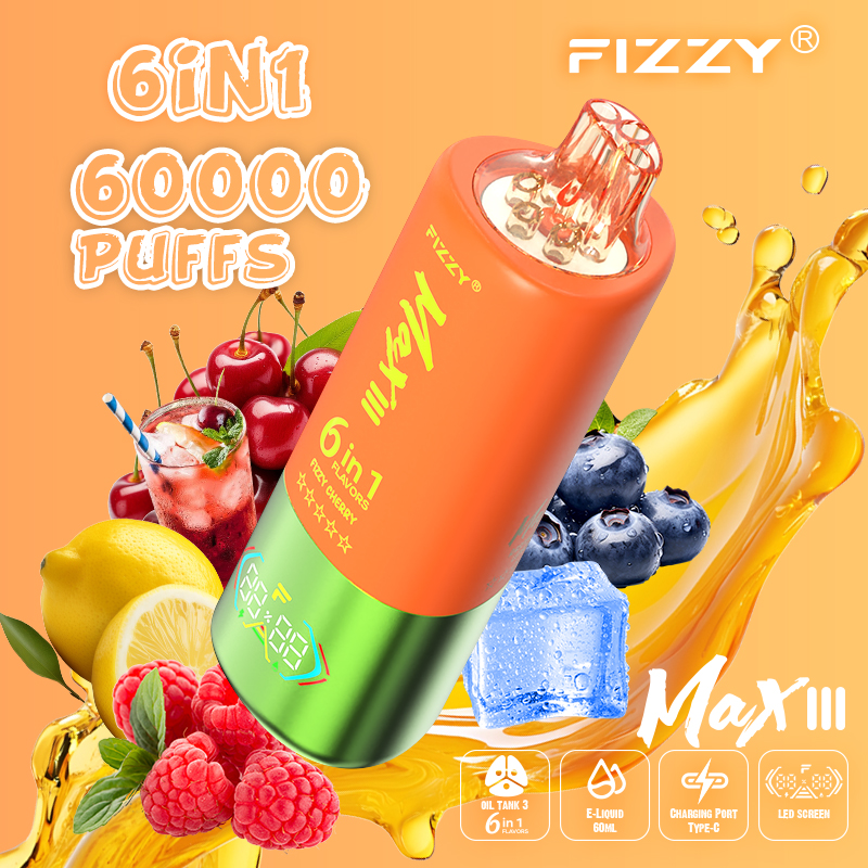 Fizzy Max III 6in1 60K 60000 Puffs Rechargeable Disposable Vape – Blueberry Ice & Fizzy Cherry & Raspberry Lemon – 10pcs 5 fizzy-vape.net Fizzy Max III 6in1 60K 60000 Puffs Rechargeable Disposable Vape – Blueberry Ice & Fizzy Cherry & Raspberry Lemon – 10pcs