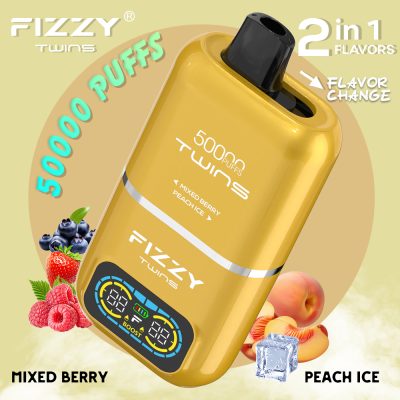 Fizzy Twins Mixed Berry & Peach Ice – 50000 Puffs – 10pcs